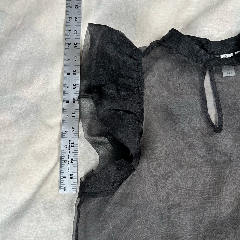 Joie Black Sheer Ruffle Sleeve Blouse - Picture 7 of 10